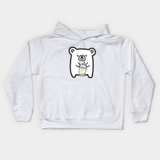 Baby Polar Bear Loves Boba Tea! Kids Hoodie